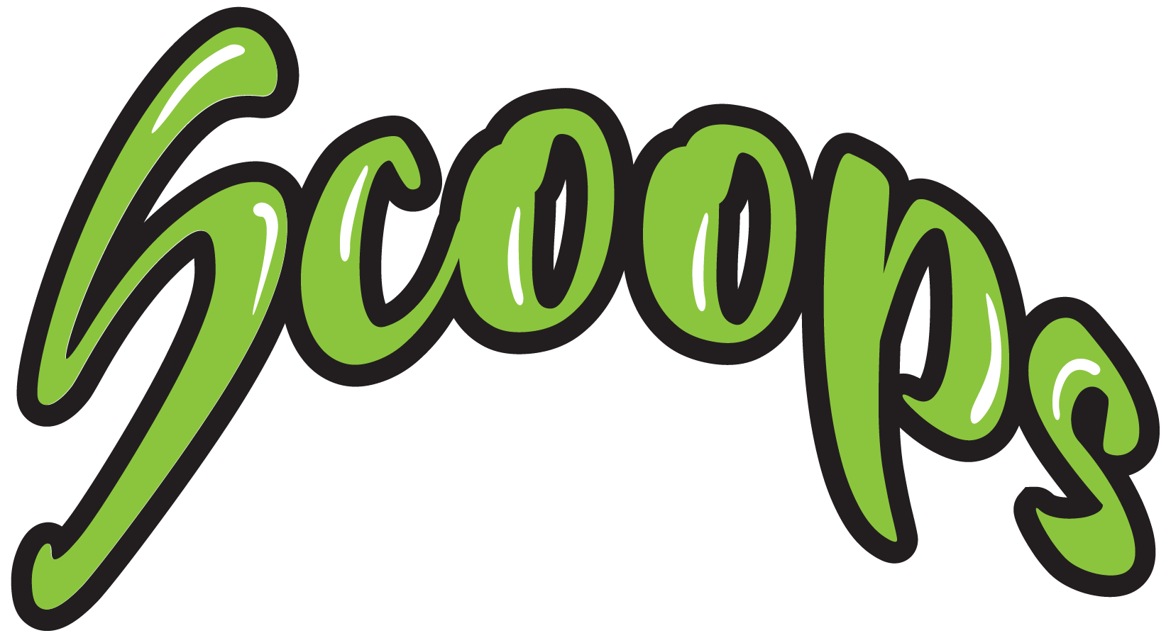 Scoops Ice Cream logo for Wisconsin-made ice cream catering at Green Bay events